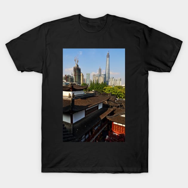 Over the Roofs of the Old City - Shanghai T-Shirt by holgermader